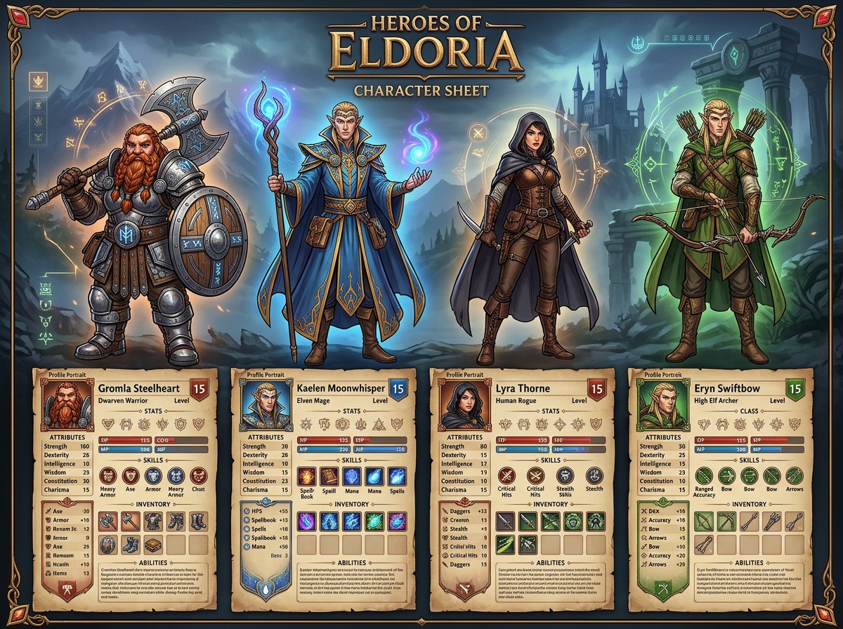 RPG character design lineup
